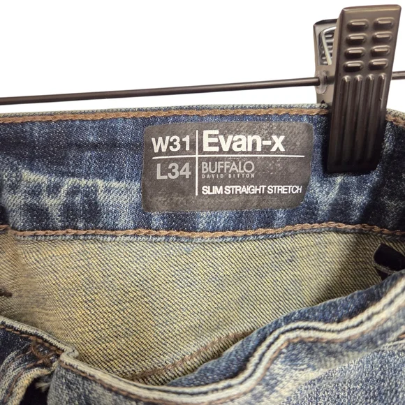 Buffalo David Bitton Evan-X Slim Straight Jeans 31x34 Stretch - Picture 4 of 7